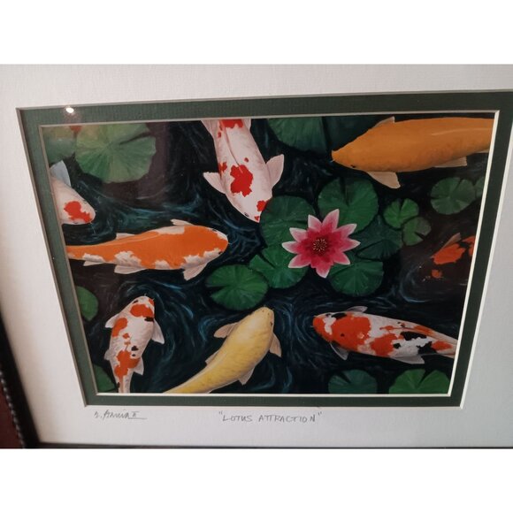 Set of 2 Koi Fish Prints by S. Ammar – Lotus Attraction & Gathering of Hearts - Picture 3 of 9